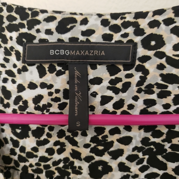 CT234 BCBGMAXAZRIA ANIMAL PRINT LONG SLEEVE BLOUSE SM - Picture 4 of 5